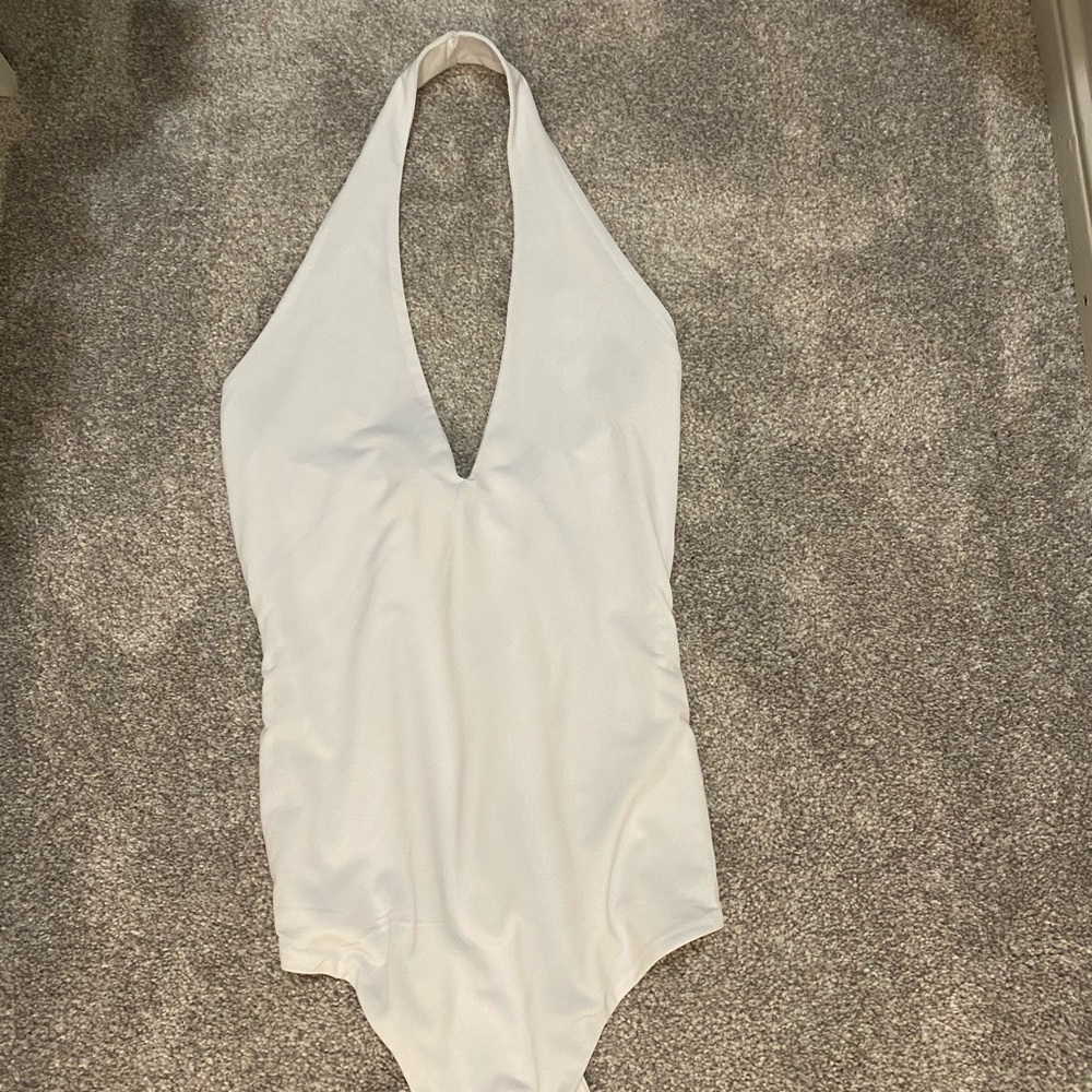 White halter top bodysuit